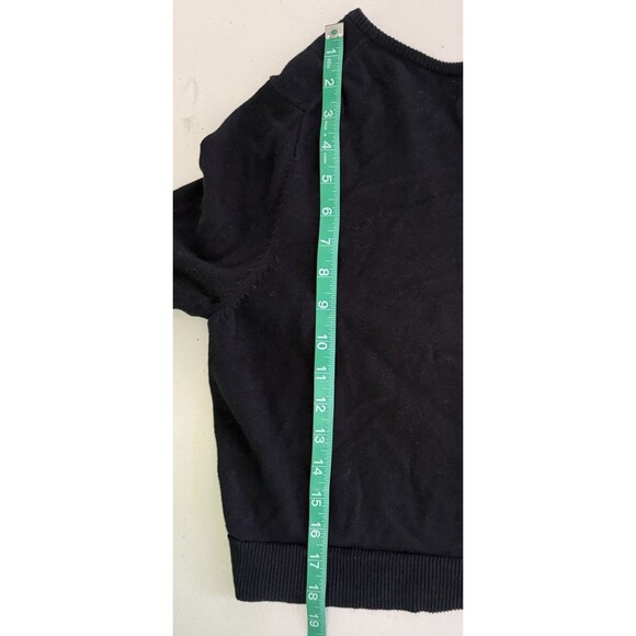 Women’s Black Gold Grommet Toggle 3/4 Sleeve Cropped Cardigan Classic Preppy Lg - Picture 9 of 9